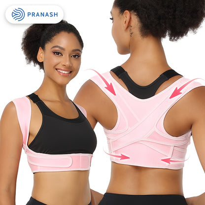Adjustable Posture Brace with Thoracic Lumbar Support - Back, Hunchback & Round Shoulder, Comfortable Body Support Belt for &, Ideal for Scoliosis, Osteoporosis (Black)