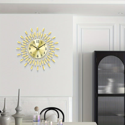 1pc 14.56 Inch Black Small Wall Clock For Living Room Decor, Modern Metal Wall Clocks For Kitchen Bedroom Office Decor, Non-Ticking Quiet Wall Clock Easy To Read