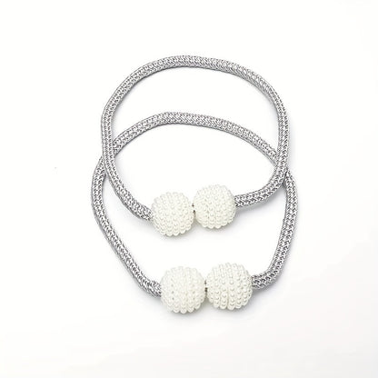 2pcs Large Modern Magnetic Curtain Tiebacks - Elegant Pearl Design, Easy-to-Use, Stylish Window Treatment Holdbacks for Home Decor, Curtains for Living Room