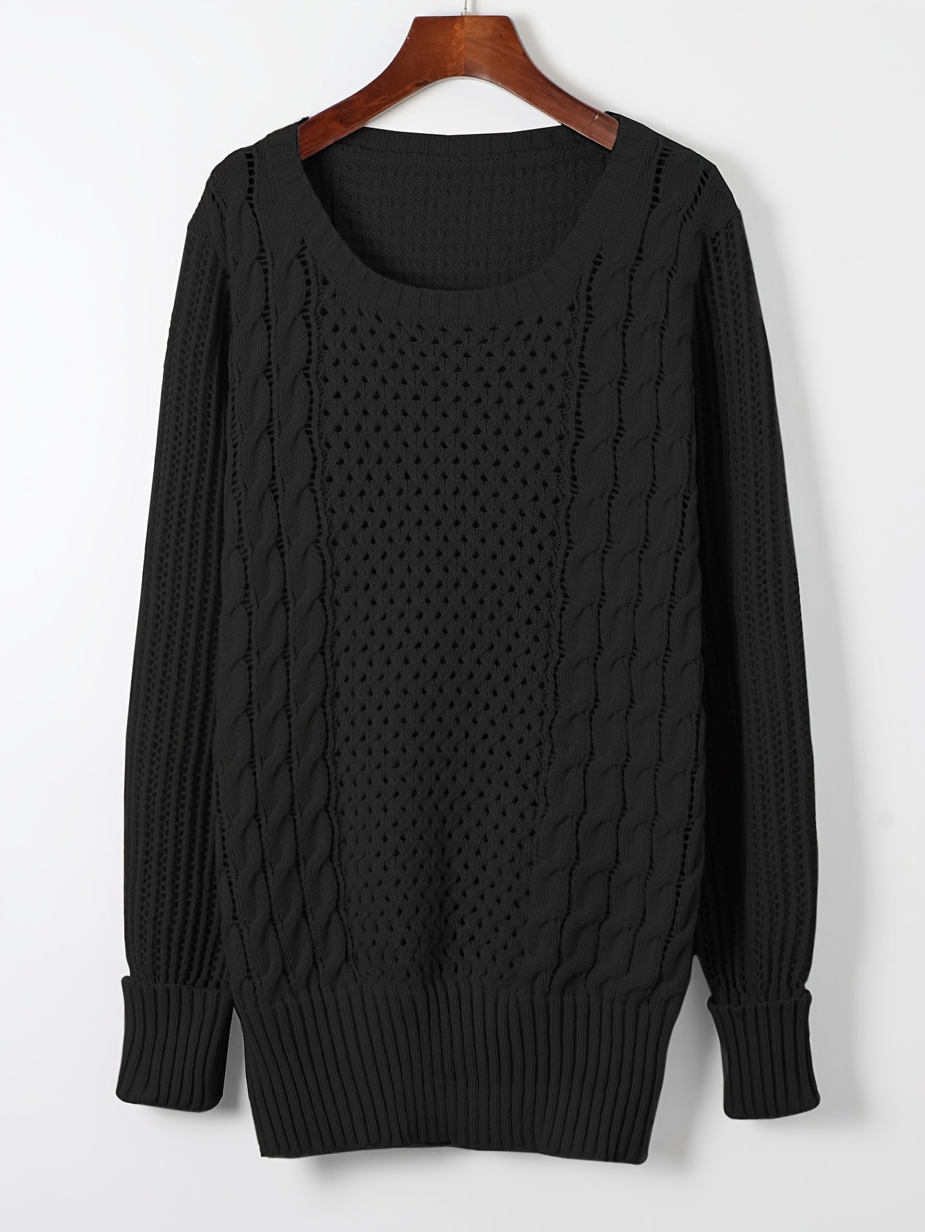 Vestido de malha rosa elegante para mulher - Casual, manga comprida, gola redonda, comprimento midi justo com padrão de tranças, perfeito para outono/inverno, 100% poliéster.