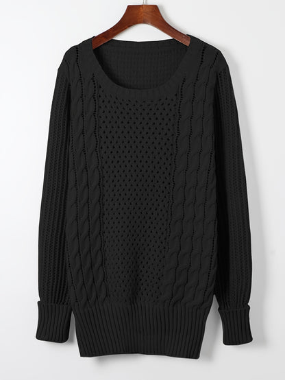 Vestido de malha rosa elegante para mulher - Casual, manga comprida, gola redonda, comprimento midi justo com padrão de tranças, perfeito para outono/inverno, 100% poliéster.