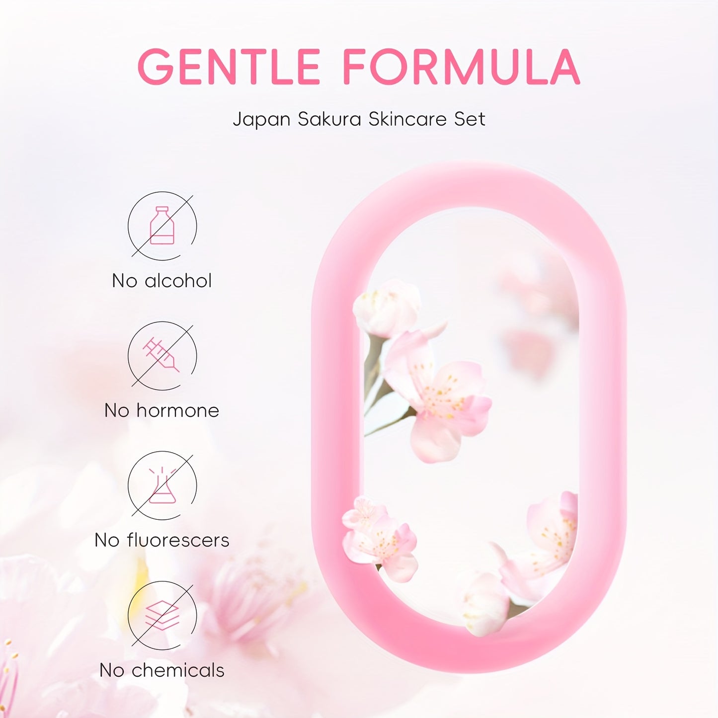 Kit de cuidados de pele LAIKOU Sakura com 3 peças - Kit de viagem com sérum, creme facial e creme de olhos (17ml, 30g - Niacinamida e Vitamina C, Ácido Hialurónico, Todos os tipos de pele, Unissexo, Essenciais de beleza | Estética Rosa | Kit compacto