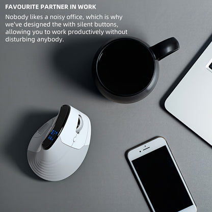 MCPIWOHY Dual Wheel Wireless Wireless Mouse, 2.4GHz, Type-C Wired Triple Mode Connection, Ergonomic Mouse with Screen Display, Rechargeable Optical Mouse