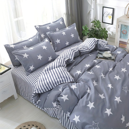 Four Seasons Four-Piece Set of Active Print Fabric, 1pc Quilt Cover Without Quilt Core, 1pc Bed Sheet, 2pcs Pillowcase Without Pillow Core, Comfortable, Soft, Breathable, Active Print Fabric, Suitable for Dormitory, Living Ro