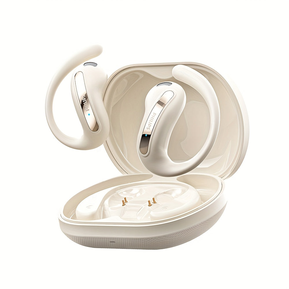 For Philips 2025 New Style True Wireless Music Headset Gaming Earbuds - Wireless, Noise Cancelling, Built-in Microphone, USB Rechargeable, Open Back Design for Running, Sports, Android & for iPhone, Gaming Headphones, Sleek E