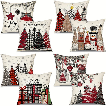 2pcs, Christmas Throw Pillow Covers, 45.72cm*45.72cm Christmas Tree Decorative Home Decor Cushion Covers, Farmhouse Winter Holiday Home Decor Pillowcases, for Porch Patio Couch Sofa Living Room Outdoor, Without Pillow Inserts