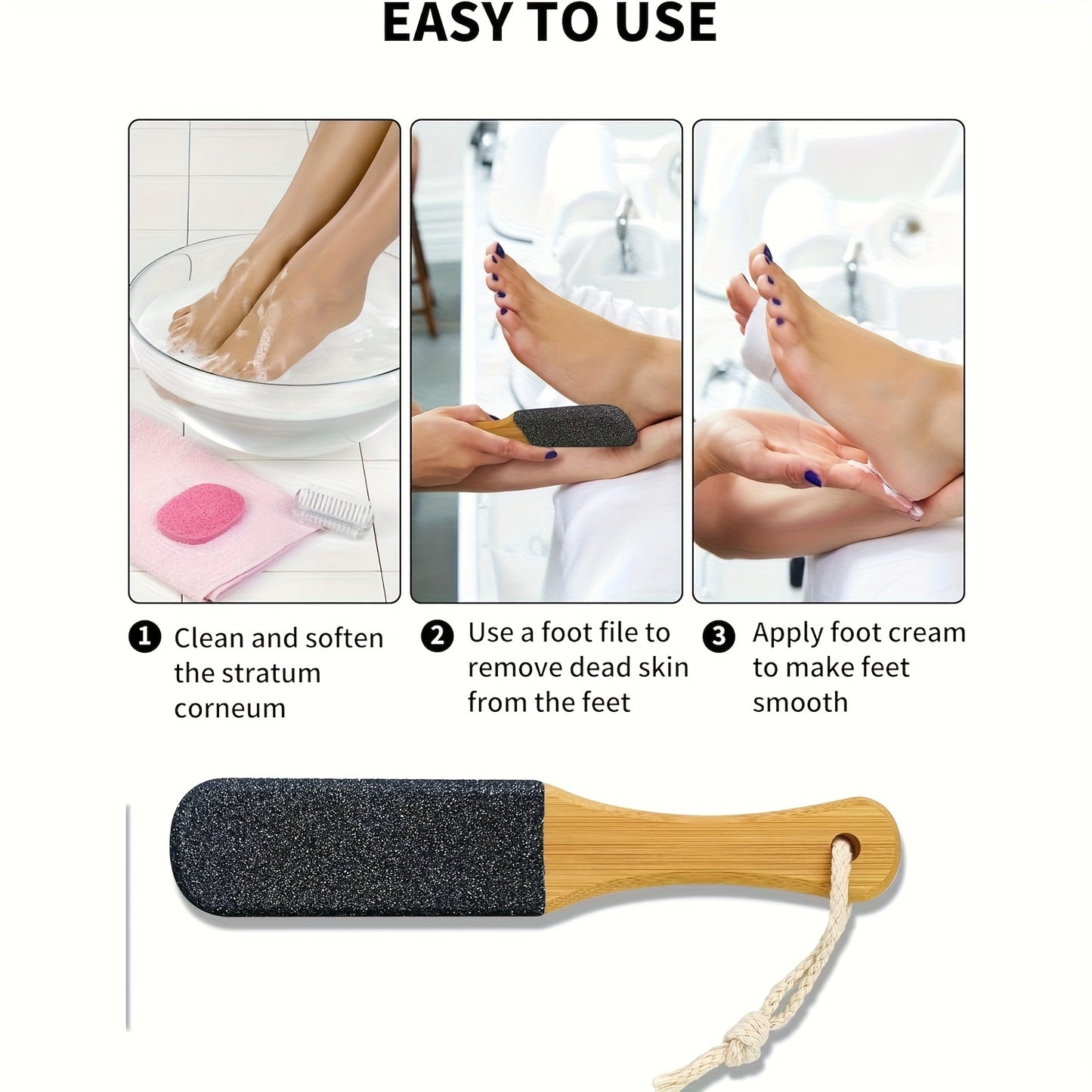 2pcs Heavy Duty Foot Callus Remover - Extra Coarse and Extra Fine Foot File Pedicure Tool, Travel Portable Foot Care, Salon Grade Home Pedicure Set, Ergonomic Handle