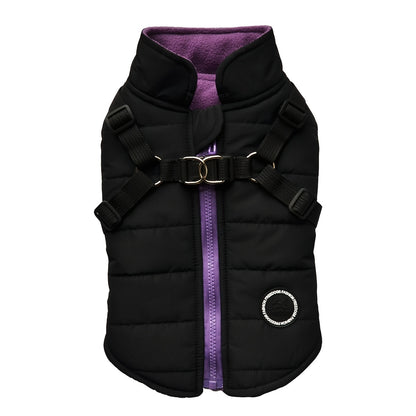 Warm Padded Dog Vest with Harness for Small and Medium Dogs - Red Coat for Extra Comfort and Security Christmas Gift