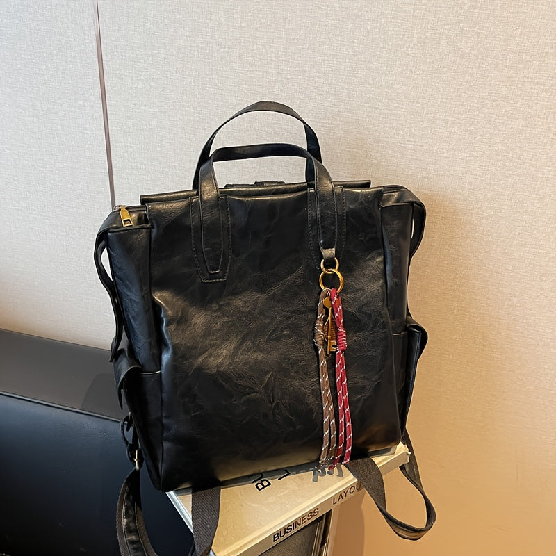Women's Vintage Backpack - Large Capacity Laptop Backpack with Adjustable Padded Straps, Golden-Tone Hardware & Zipper Closure, Brown/Black/Coffee Brown Tote Backpack for Work, School, Travel - Stylish & Durable Everyday Carr