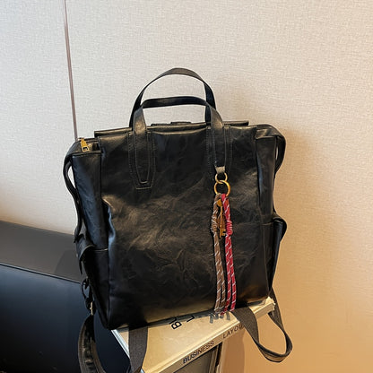 Women's Vintage Backpack - Large Capacity Laptop Backpack with Adjustable Padded Straps, Golden-Tone Hardware & Zipper Closure, Brown/Black/Coffee Brown Tote Backpack for Work, School, Travel - Stylish & Durable Everyday Carr
