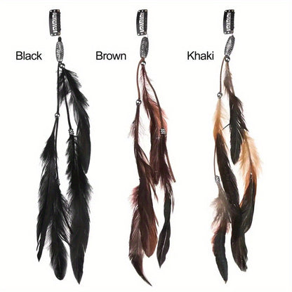 1pc Faux Feather With A Snap Clip Boho Style Feather Tassel Hair Extension Hair Clip For Women Daily Use