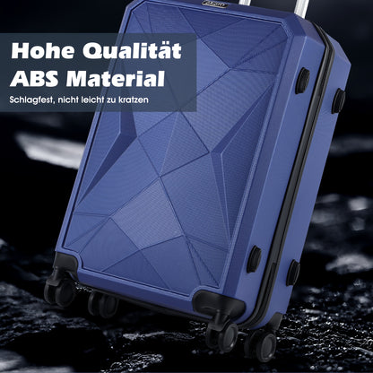 4pcs Luggage Set (12"/20"/24"/28") - Durable ABS Hard Shell Suitcases with Silent Spinner Wheels, Secure Key Lock & Digital Scale - Navy Blue/Dark Gray Travel Set, Telescopic Aluminum Handle & Multi-Directional Wheels for Car