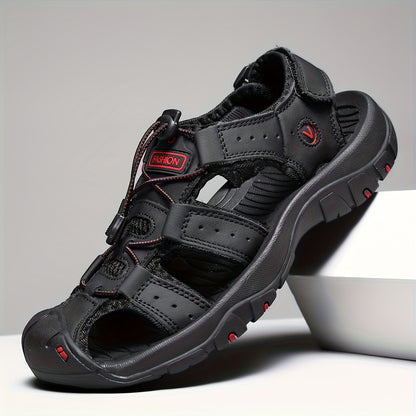 Men's Lightweight Quick-Dry Slip-Resistant Arch Sandals - Breathable PU Upper & Cushioned Insole, ic Closure Beach Shoes with Non-Slip Rubber Sole, Brown/Tan & Green Color Options for Outdoor, Travel, Driving, Swimming - Casu