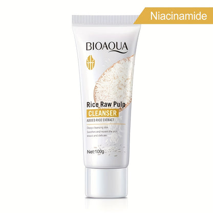 100g Rice Raw Pulp Cleansing Gel, Deep Clean Beautiful Face Wash Care for Delicate Skin for Men And Women Daily Care