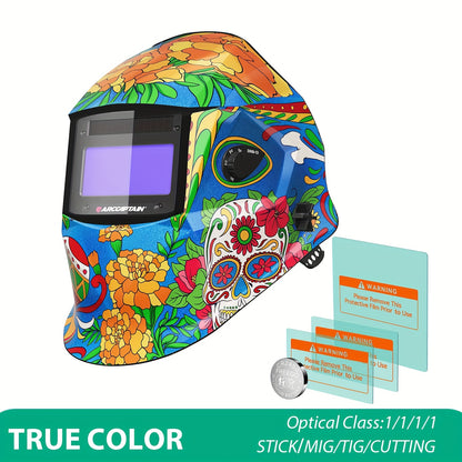 ARCCAPTAIN Auto-Darkening Welding Helmet with -Free Large View Welding Hood Mask, True Color Vision & Shade 1-4 Adjustment, CE, Compatible with Welding Machines (Professional Welder's Mask)