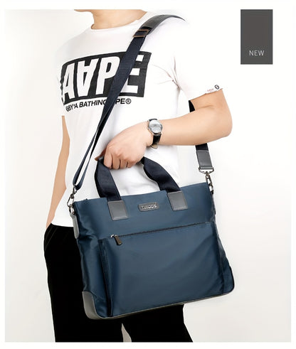 TMOOS Men'S Lightweight Oxford Business Casual Tote Bag - Large Capacity Multi-Compartment, Adjustable Shoulder Strap, Durable & Stylish for Work, Travel, and Everyday Use, Travel Tote Bag, Professional Appearance, Secure Zip