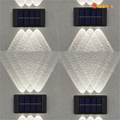 Staaricc 6/ 4/ 2pcs Solar Wall Light, Outdoor 6 LED Deck Lights, Wall Light, For Courtyard, Street, Fence, Garage, Garden Perfect Decoration