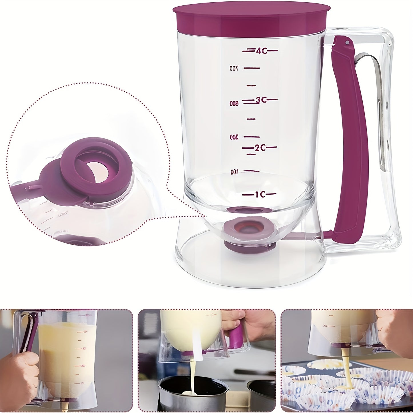Dispensador Dobrável de Massa para Panquecas, Cupcakes e Bolos