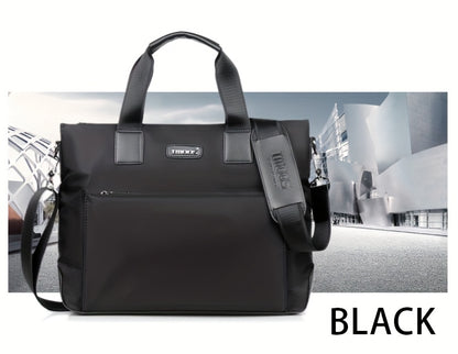 TMOOS Men'S Lightweight Oxford Business Casual Tote Bag - Large Capacity Multi-Compartment, Adjustable Shoulder Strap, Durable & Stylish for Work, Travel, and Everyday Use, Travel Tote Bag, Professional Appearance, Secure Zip
