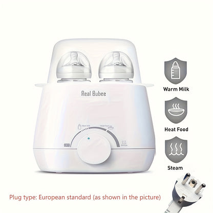 1pc RealBubee Double Bottle Warmer, Liquid Constant Temperature Sterilizer, European Standard Plug, 220-240V Power Supply, Plastic Material, No Battery Required