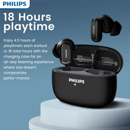 For Philips Active Noise-Cancelling Wireless Headphones with Single-Click Left Ear Adjustment, Dual HD Microphones, Sport-Style In-Ear Design, USB-C Charging, 10W Max Output, 5W Min Output, 36V Safe Voltage, Compatible with f
