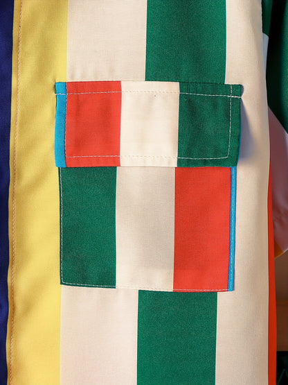 2pcs Boys Teen Casual Striped Short Sleeve Shirt & Pocket Side Shorts Set Clothes For Summer