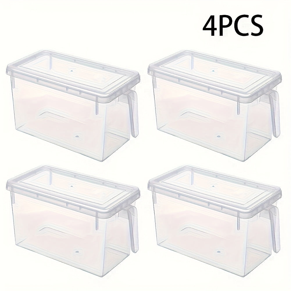 Conjunto de 4 recipientes transparentes para frigorífico com pegas, tampas e cesto para guardar alimentos - Guia de presentes para o Dia dos Namorados