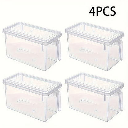 Conjunto de 4 recipientes transparentes para frigorífico com pegas, tampas e cesto para guardar alimentos - Guia de presentes para o Dia dos Namorados