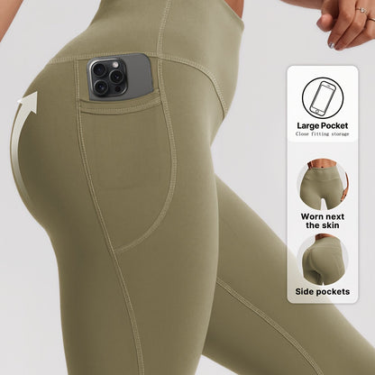 SOYUN Women'S High-Waisted Yoga Leggings with Pockets - Tummy Control Butt Lifting Design, Medium-Stretch Solid Color Workout Pants for Cycling, Running, Gym & Yoga - All-Season Comfort, No Belt Needed, Yoga Pants, Fitness Ap