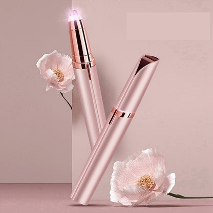 Eyebrow Hair Remover For Lip Nose Facial Hair Removal, USB Rechargeable Painless Precision Portable Electric Eyebrow Trimmer Pen With LED Light, Safe Eyebrow Shaver Razor Tool For Men And Women (Rose Golden) Father's Day Gift