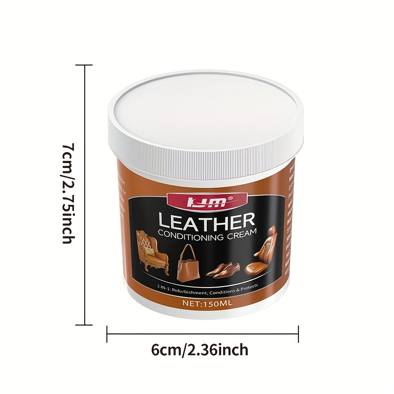 KJM Leather Conditioner and Restorer Cream - 150ml, Deep Conditioning and Protection for Car Seats, Sofas, Jackets, Shoes, Bags, and Apparel, Adds Shine and Protects, Restorative Care | Restorative Care | ABS Consistency, Lea