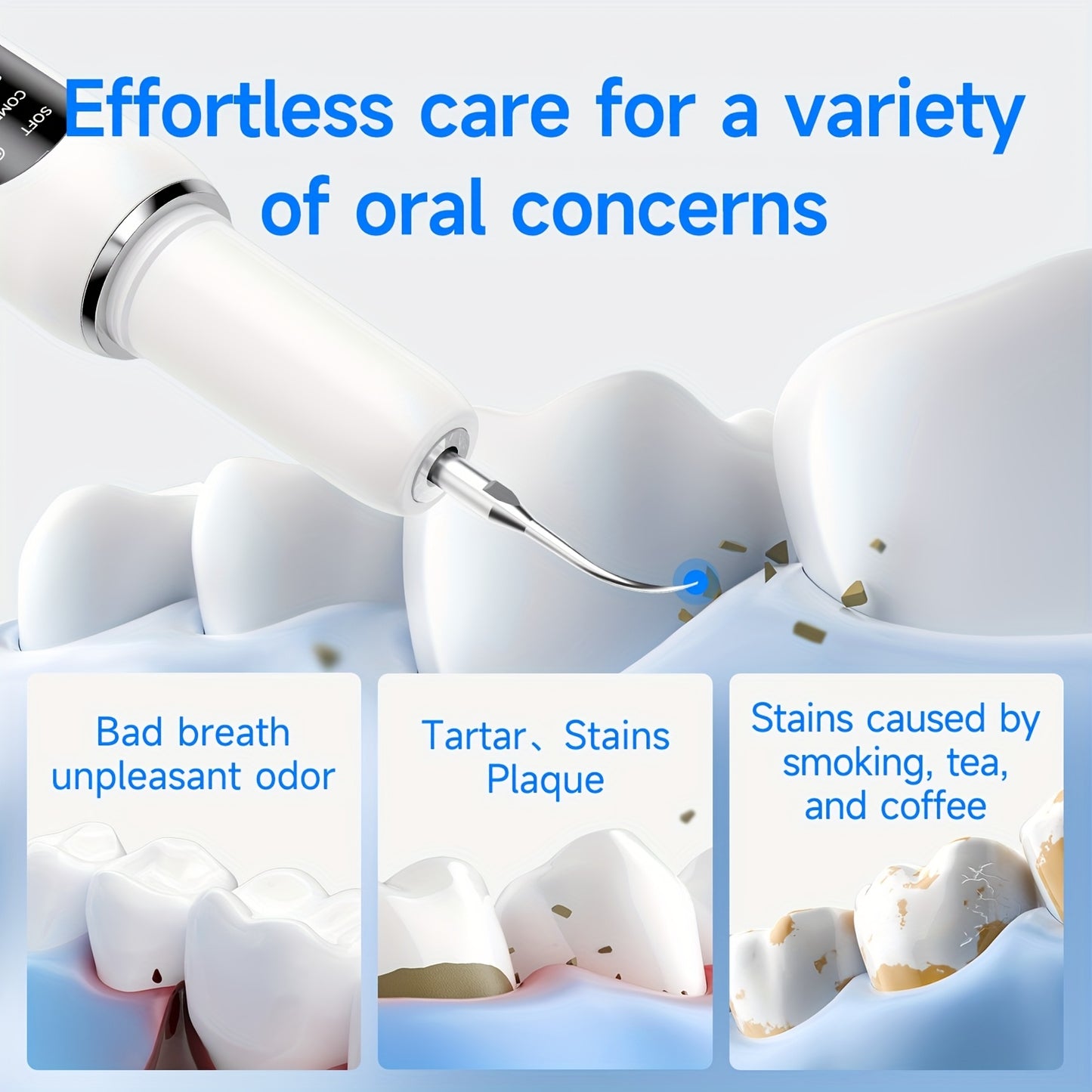 Escova de dentes elétrica com luz LED, 2 cabeças de substituição, 5 modos ajustáveis ​​​​- Solução de higiene oral rápida, prática e eficiente, acessórios metálicos incluídos, cuidados diários de higiene oral | Design moderno de escova de dentes