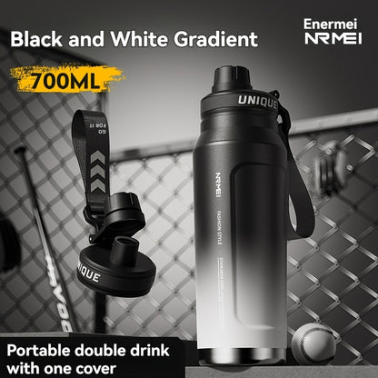 1 stainless steel water bottle with carrying strap, 316 stainless steel, suitable for outdoor and camping