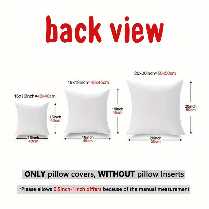 4pcs Christmas Themed Pillow Covers with Winter Elements like Christmas Trees, Snowflakes, and Reindeer - Festive Holiday Decorative Cushion Covers for Home, Car, Bed, Sofa, Office - Zipper Closure, Machine Washable, Polyeste