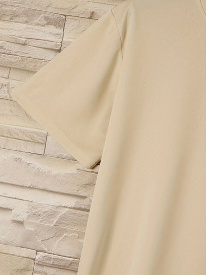 Conjunto de 4 t-shirts casuais para homem de cor sólida, estilo simples, manga curta e gola redonda, ideais para usar em casa, como pijama ou para atividades ao ar livre no verão.