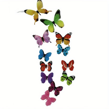 12pcs Luminous Butterfly Wall Decals, Contemporary Style 3D Glow in the Dark Stickers, Reusable High-Glossy Plastic Animal Theme Irregular Shape for Living Room Bedroom Home Decor, Butterfly Decorations