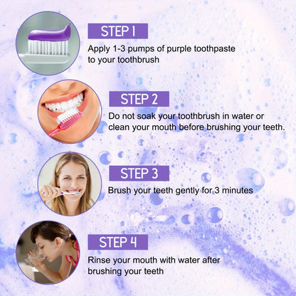 Purple Whitening Toothpaste - Brightens & Cleans Teeth, Fades Stains & Odors, Oral Care Gel Teeth Whitening Products Tooth Whitening