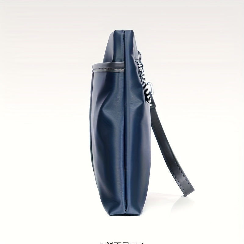 MARHSEIKE Men's Large Capacity Clutch Bag - Stylish Black Nylon Handbag with Zippered Compartment & Adjustable Strap, Trendy Business Phone Holder for Everyday Use, Secure Travel Pouch|Modern Masculine Clutch|Durable Zipper C