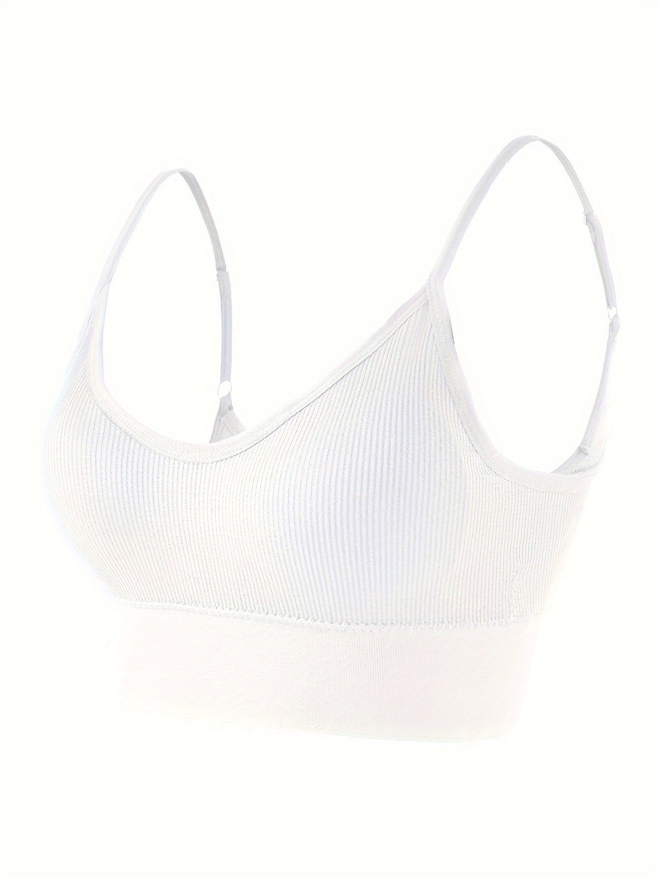 Solid Ribbed Sports Bra, Comfy & Breathable Workout Fitness Intimates Bra, Women's Lingerie & Underwear