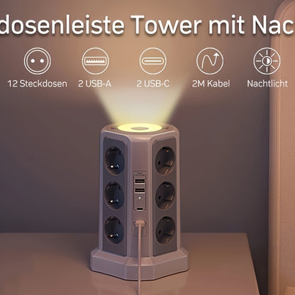 Múltiplas tomadas 12-Outlet 4000W com USB-C 20W