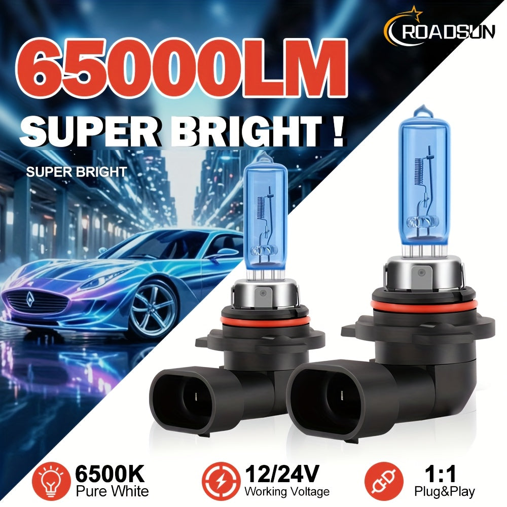 ROADSUN 2pcs 9005/HB3 9006/HB4 H1 H11 H7 H9 H4 LED Headlight Bulbs, Super Bright 6500K White, 800% Brightness Plug & Play High Low Beam for Cars, Trucks, SUVs, Truck Lighting Solution, Without Battery