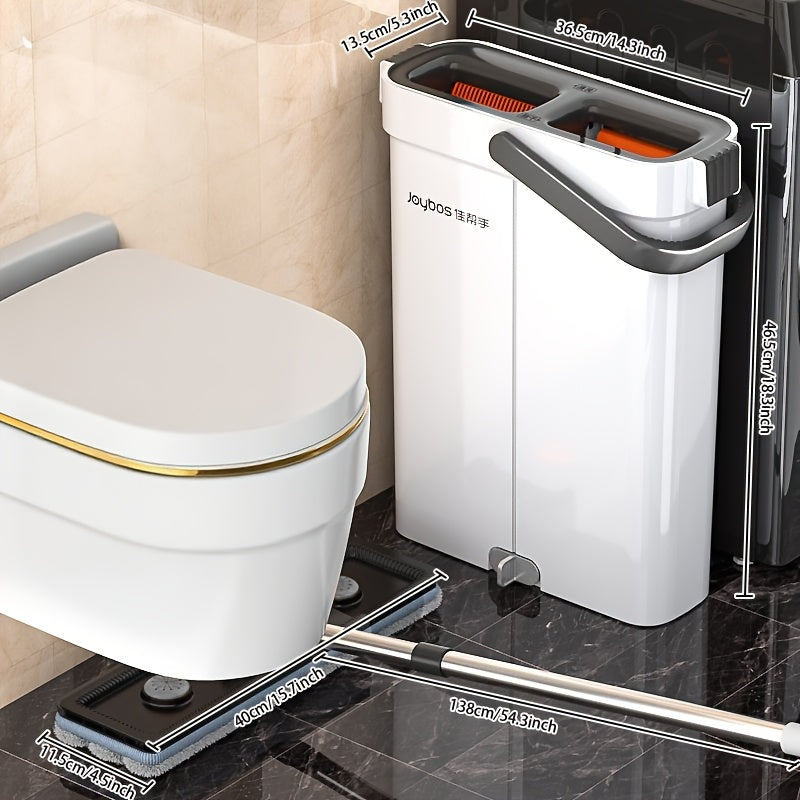 Lazy Hands-Free Flat Mop And Bucket Set with 4pcs Mop Pad- Dual-Purpose Dry And Wet Cleaning, Ideal for Bedroom, Kitchen, Living Room, Bathroom - Durable Plastic, for Household And Floor Cleaning, Tile Marble Floor Cleaning M