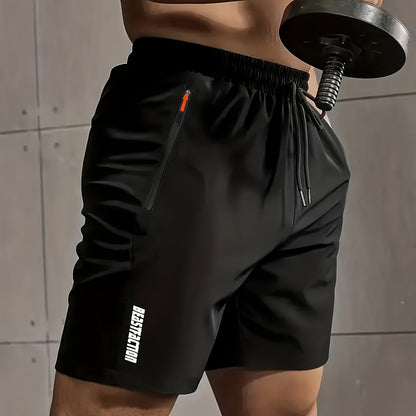 Men'S Summer Casual Shorts, New Fashion Loose Fit Sports Running Fitness 5/4 Pants, Polyester, Zipper, Print Pattern, Slight Stretch Fabric, 120g/m², Woven, with for Men