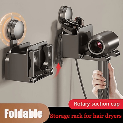 1pc Multifunctional Suction Cup Hair Dryer Holder, No-Drill Bathroom Wall-Mounted Storage Rack, Hanging Organizer for Hair Dryer, Toothbrush, Comb, Suitable for Bathroom, Kitchen, Outdoor Storage