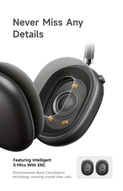 Picun F8 Pro Wireless Over-Ear Headphones with 52dB Hybrid ANC, Hi-Res Audio, Detachable Fabric Ear Cushions, Smart 5-Mic ENC, 140-Hour Standby, and Seamless Dual-Device Connectivity, Black, Wireless Headphones, Modern Headph