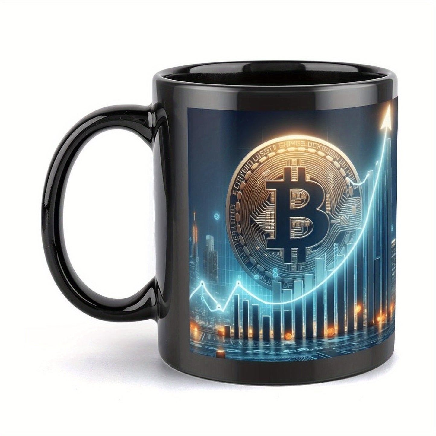 1pc 11oz Bitcoin Ceramic Coffee Mug – Insulated Reusable Tea Cup with Crypto-Themed Design, Perfect Gift for Women, Mom, or Girlfriend, Gift for Crypto Enthusiasts | Cryptothemed Mug | Sleek Glossy Finish
