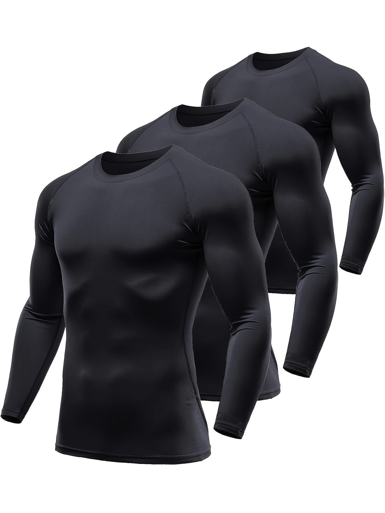 1/3 Pcs, Men's Thermal Long Sleeve Compression Shirts, Winter Sports Base Layer Top, Athletic Running T-Shirt