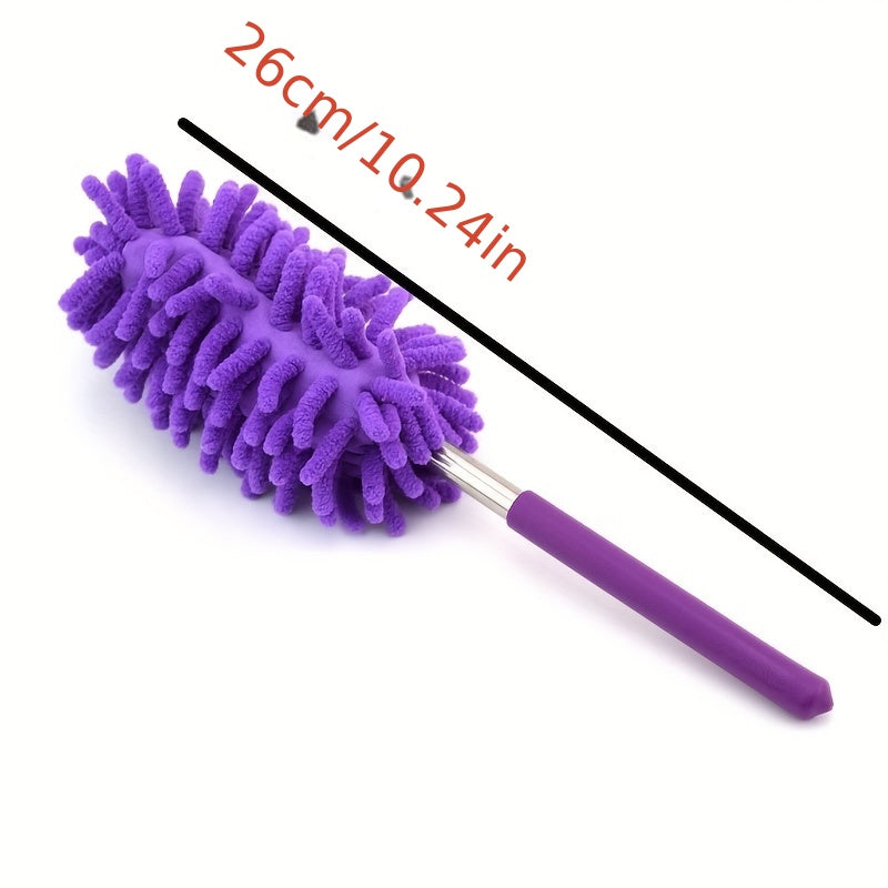 1pc, Stainless Steel Telescopic Fiber Duster - Efficient Dust Removal And Sweeping With PP Wool - Cleaning Tools And Supplies