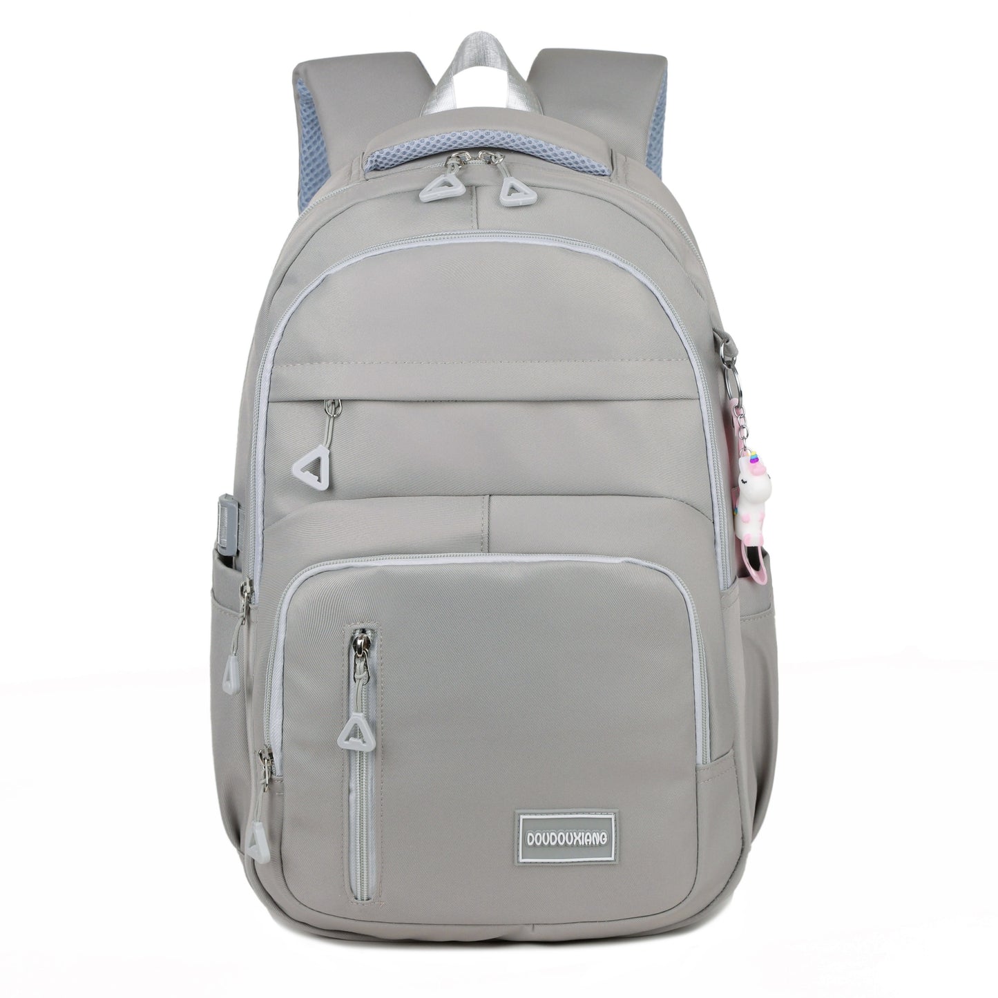 Large Capacity Double Shoulder Bag, Solid Color Fashion Casual Nylon Laptop Backpack with Adjustable Straps, Women's Stylish Versatile Cute Schoolbag