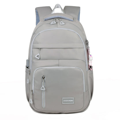 Large Capacity Double Shoulder Bag, Solid Color Fashion Casual Nylon Laptop Backpack with Adjustable Straps, Women's Stylish Versatile Cute Schoolbag